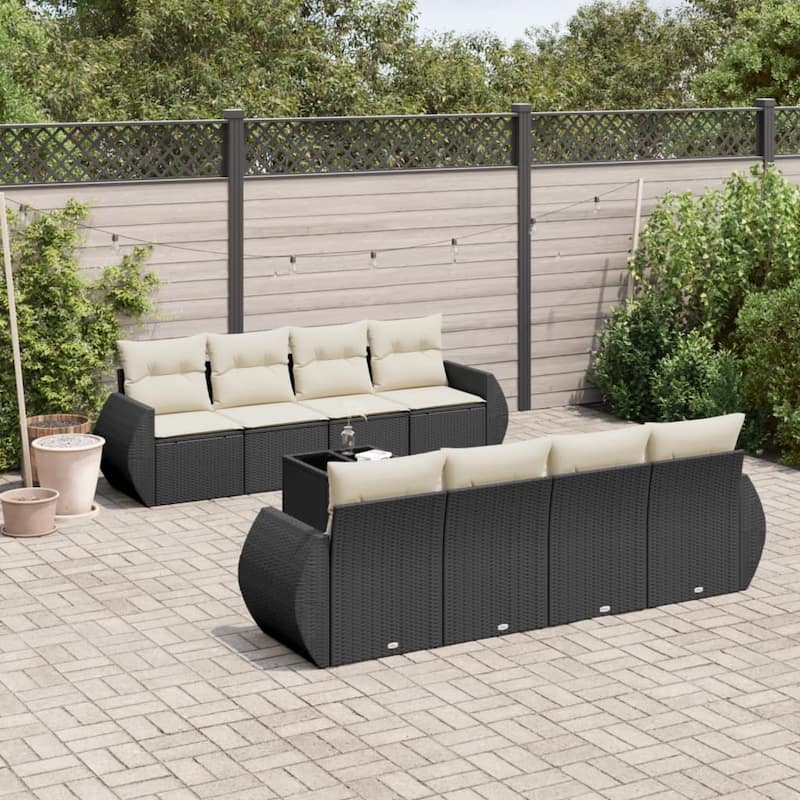 vidaXL Garden Sofa Set - 21.7 x 21.7 x 14.6 - Black and cream