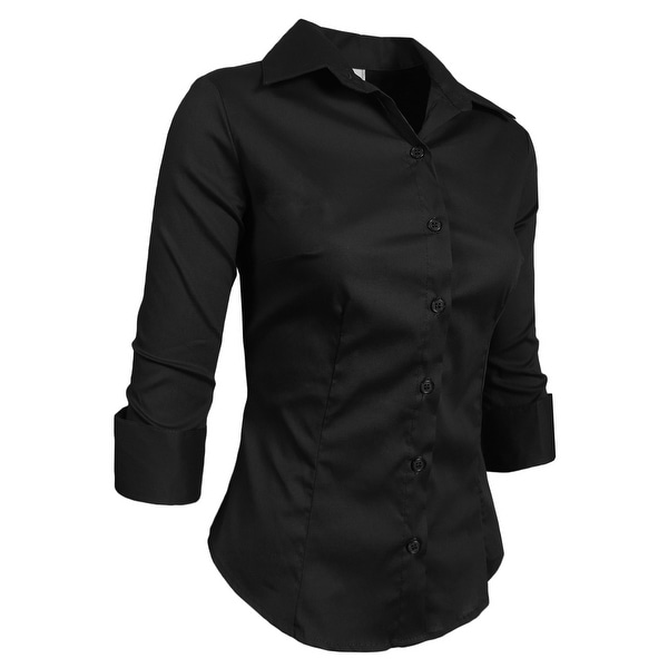 NE PEOPLE Roll Up 3/4 Sleeve Button Down Shirt with Stretch