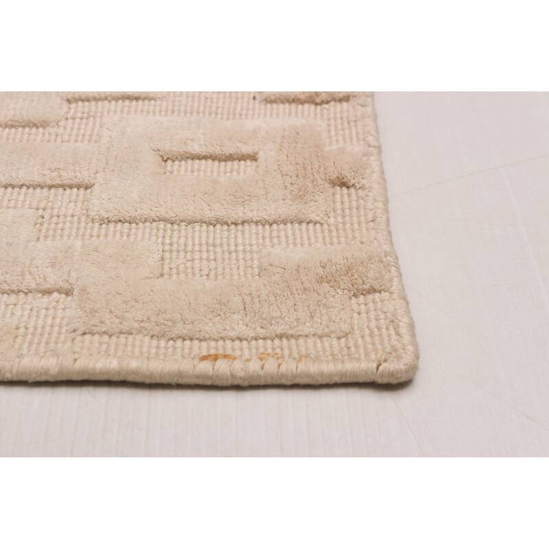 ECARPETGALLERY Hand Loomed Kashkuli Gabbeh Ivory Viscose Rug - 5'4 x 7'9