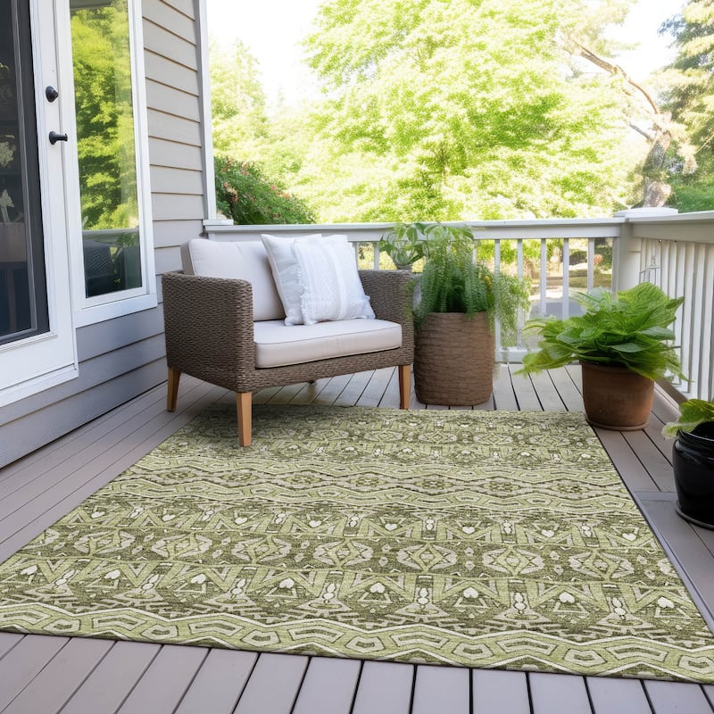 Machine Washable Indoor/ Outdoor Chantille Mosaic Global Rug - Aloe - 2'6" x 3'10"