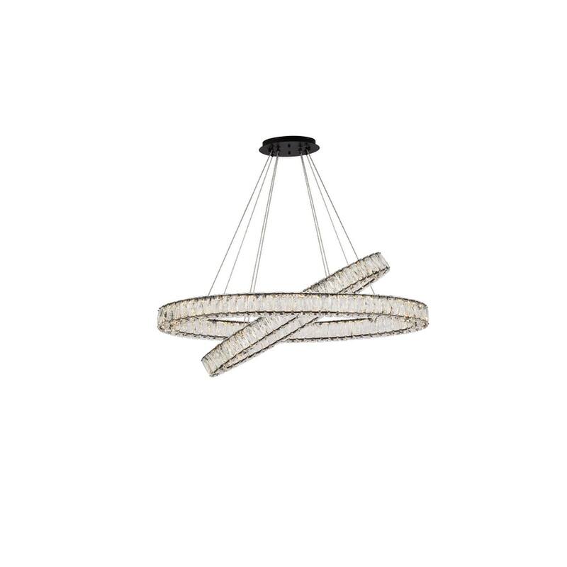 Indigo Home 40 inch LED oval double ring pendant in black - Black