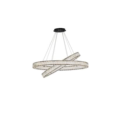 Indigo Home 40 inch LED oval double ring pendant in black