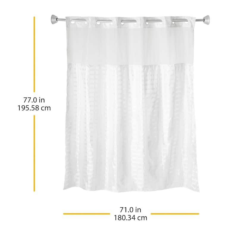 Whitmor No Hook Split Ring Shower Curtain, w/Snap-In Liner, 71" x 77"