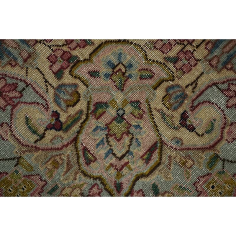 Hand Knotted Oriental 100% Wool Carpet Traditional Floral Red Kerman Area Rug - 12' 10'' X 9' 7''