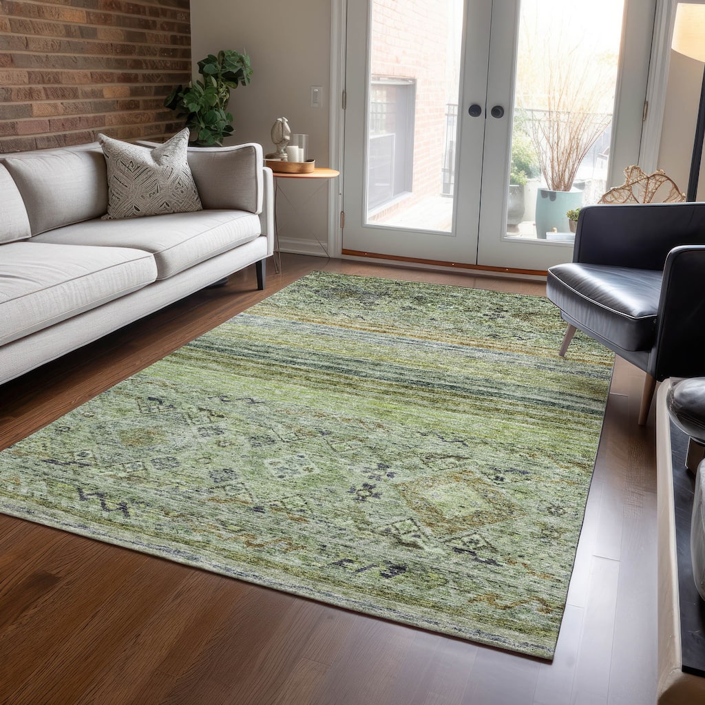 Machine Washable Indoor/ Outdoor Boho Moroccan Chantille Rug