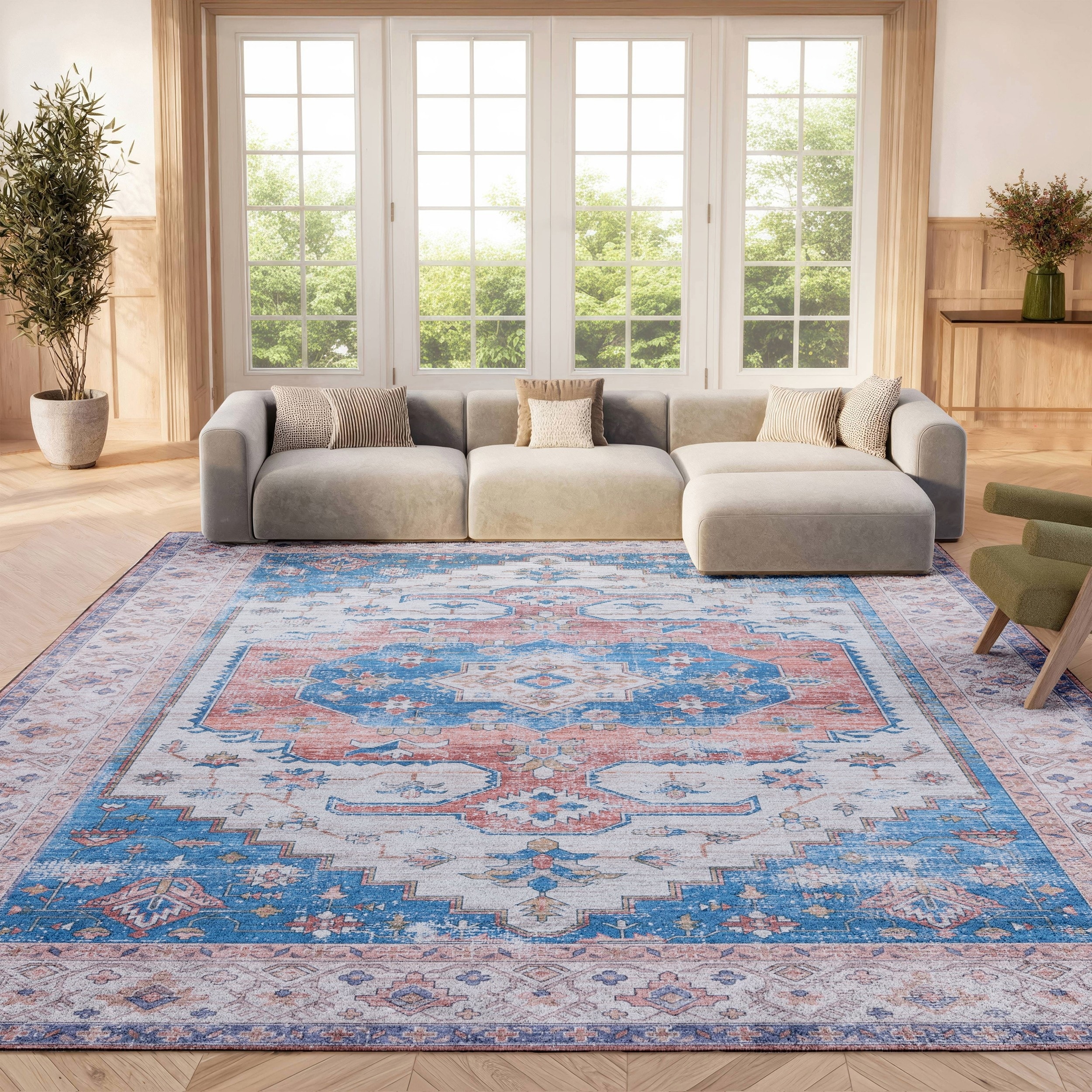 SAFAVIEH Tucson Machine Washable Slip Resistant Namiko Oriental Rug