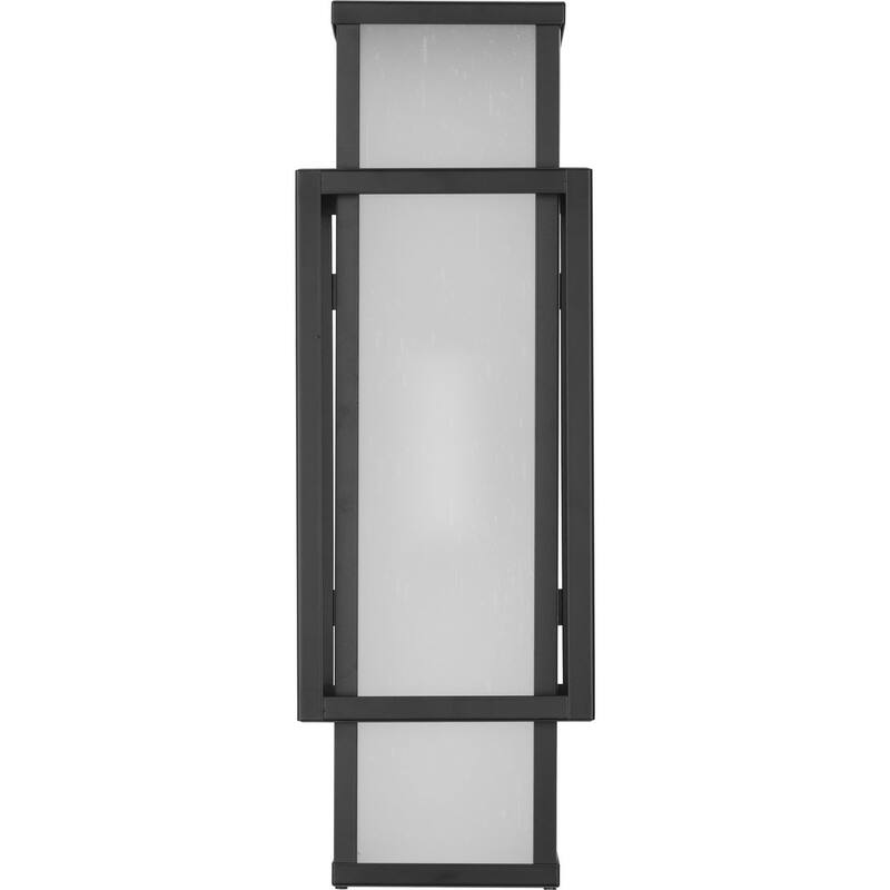 Unison Collection Two-Light Matte Black Etched Seeded Glass Contemporary Wall Lantern - 6 in x 7.62 in x 18 in