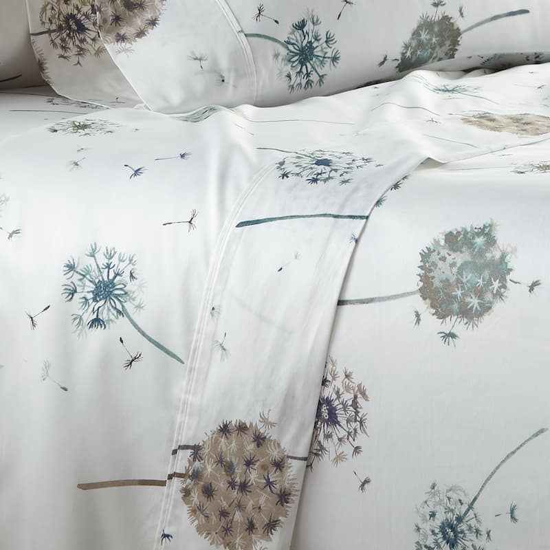 Luxury Dandelion Dreams Extra Deep Pocket Cotton Sateen 4-piece Bed Sheet Set