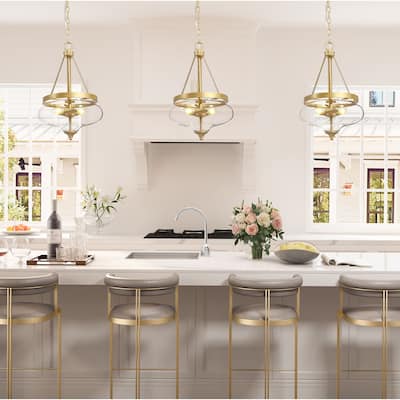Rella Modern Farmhouse Urn 12 inch Pendant Teardrop Glass Kitchen Island Chandelier Adjustable Lights