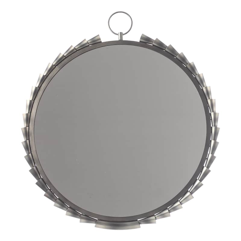 37-in Industrial Chrome Framed Round Decorative Wall Bathroom Vanity Mirror
