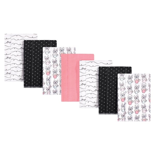 slide 1 of 1, Hudson Baby Infant Girl Cotton Flannel Burp Cloths 7pk, Bonjour, One Size - Bonjour - One Size One Size - Bonjour