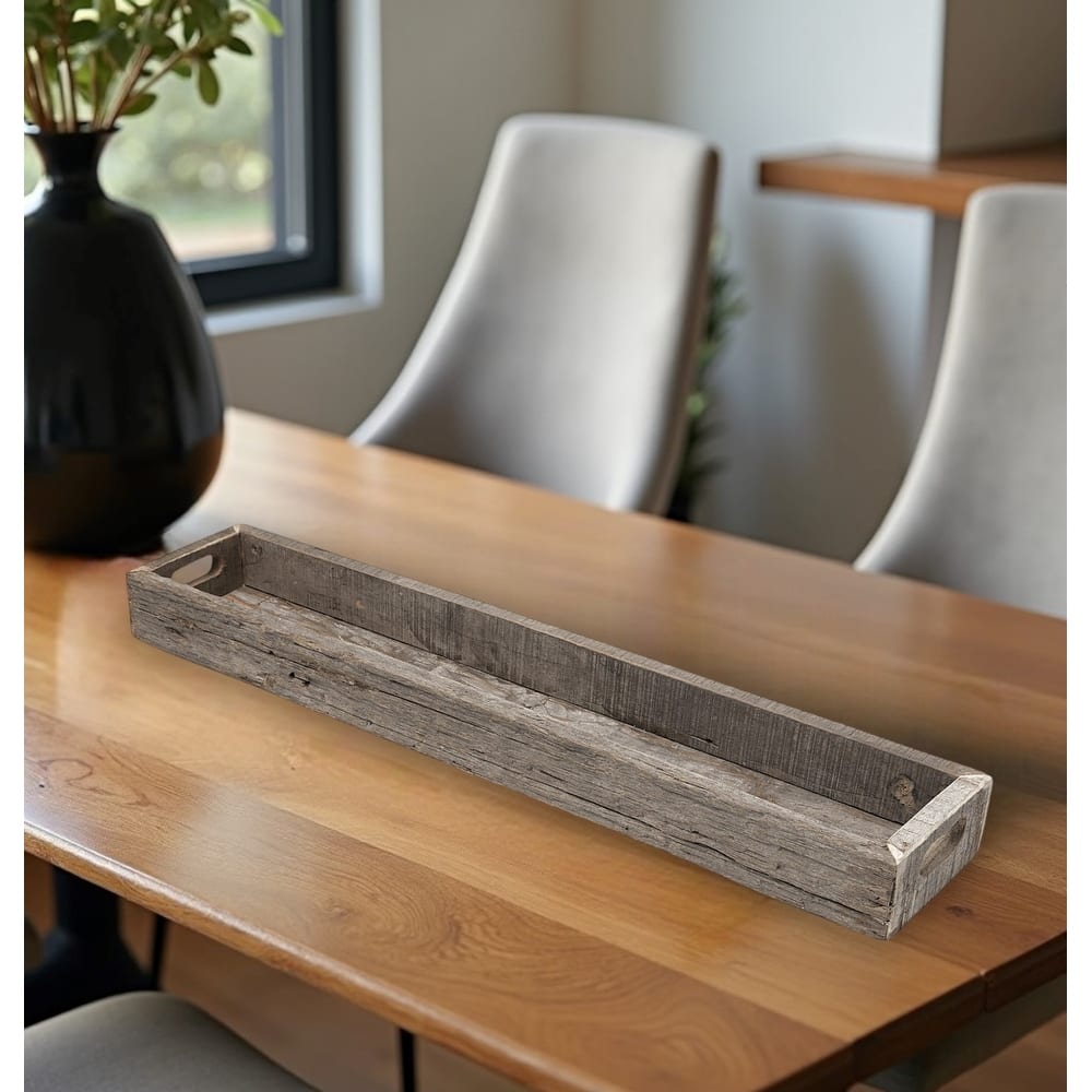 HomeRoots Large Natural Brown Reclaimed Wood With Grains And Knots Highlight Tray