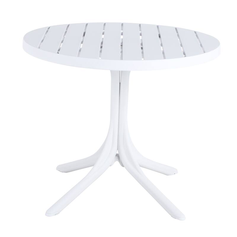 Modern White Round Plastic Table, 36 Inch Dining Table & Coffee Table, Lightweight Polypropylene All-Weather Table