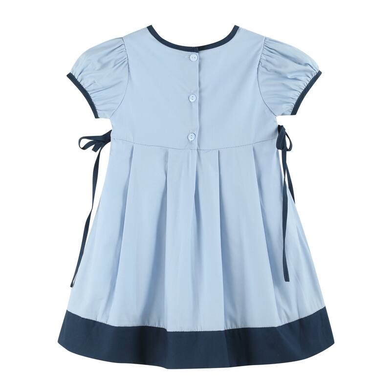Lil Cactus Light Blue and Dark Blue Ribbon Bow Dress