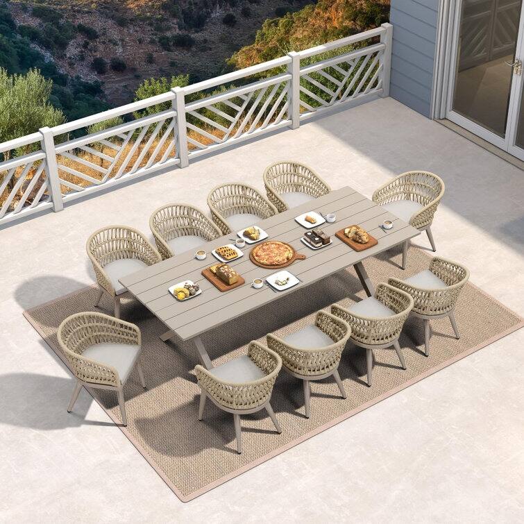 PURPLE LEAF PE Rattan Outdoor Patio Furniture Dining Set with All Aluminum Frame - 10person