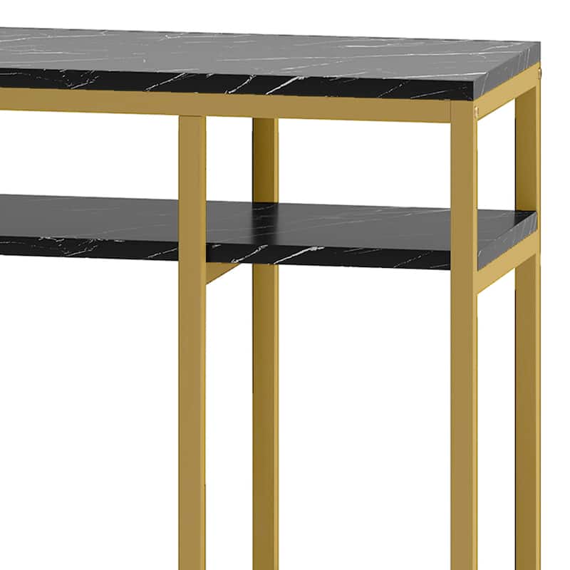 Moasis L Shape Nail Desk with Built-in Charging Station and Marbling Texture Manicure Station