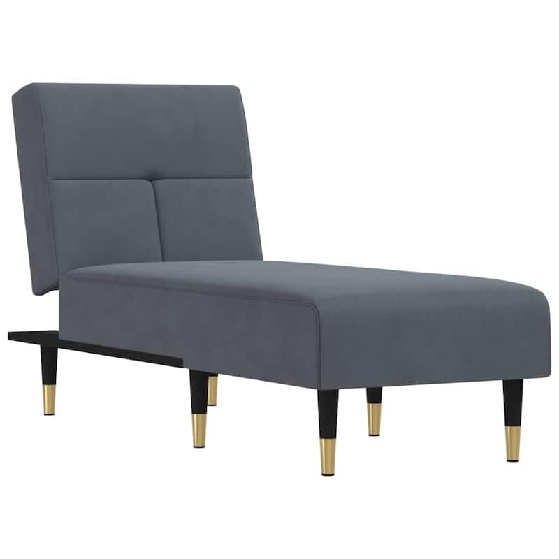 vidaXL Chaise Longue Black Velvet - 21.7" x 55.1" x 27.6"