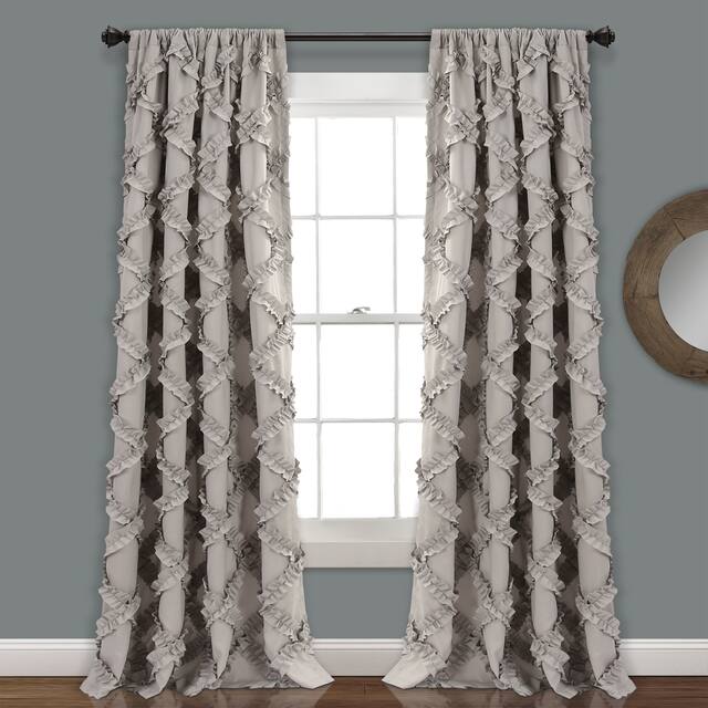 Lush Decor Ruffle Diamond Curtain Panel Pair - 54"W x 95"L - Gray