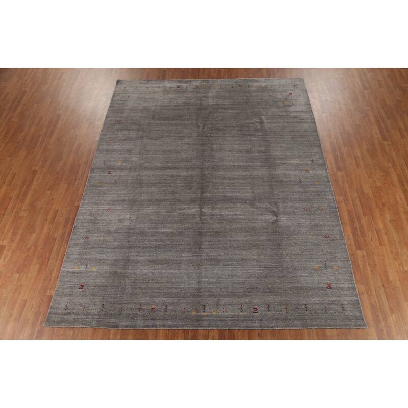 Tribal Gabbeh Indian Rug Hand-Knotted Wool Carpet - 9'1"x 11'6"