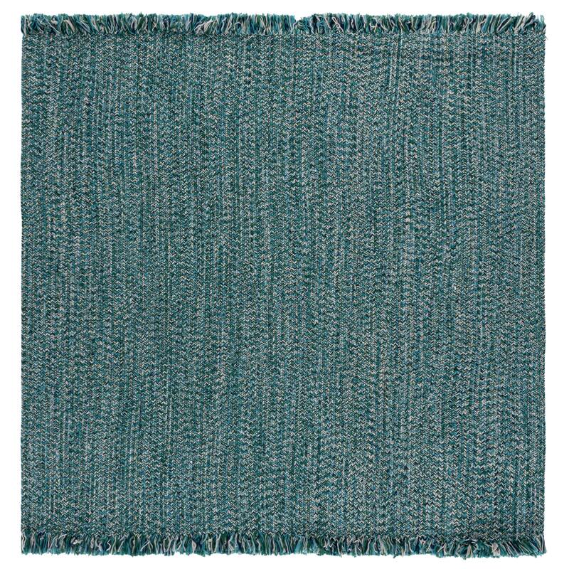 SAFAVIEH Handmade Braided Natasja Washable Indoor/Outdoor Rug - Weather Resistant & Easy Cleaning - 6' Square - Turquoise