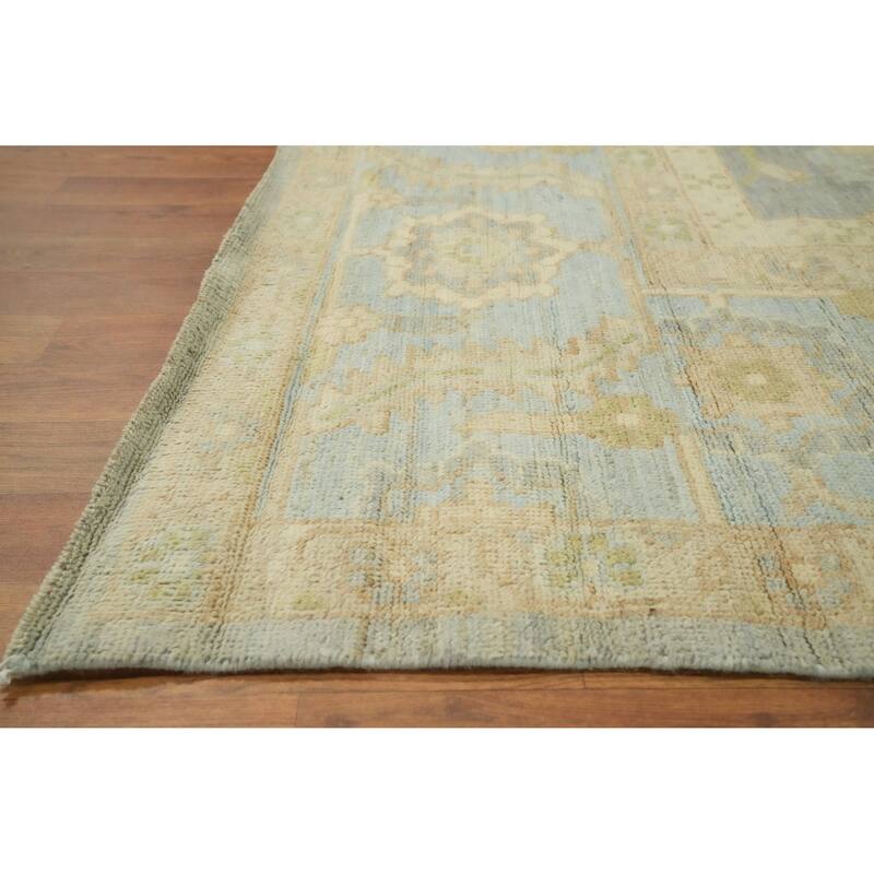 Vegetable Dye Wool Oushak Turkish Large Rug, Floral Geometric Carpet - 14' 2'' X 12' 4''