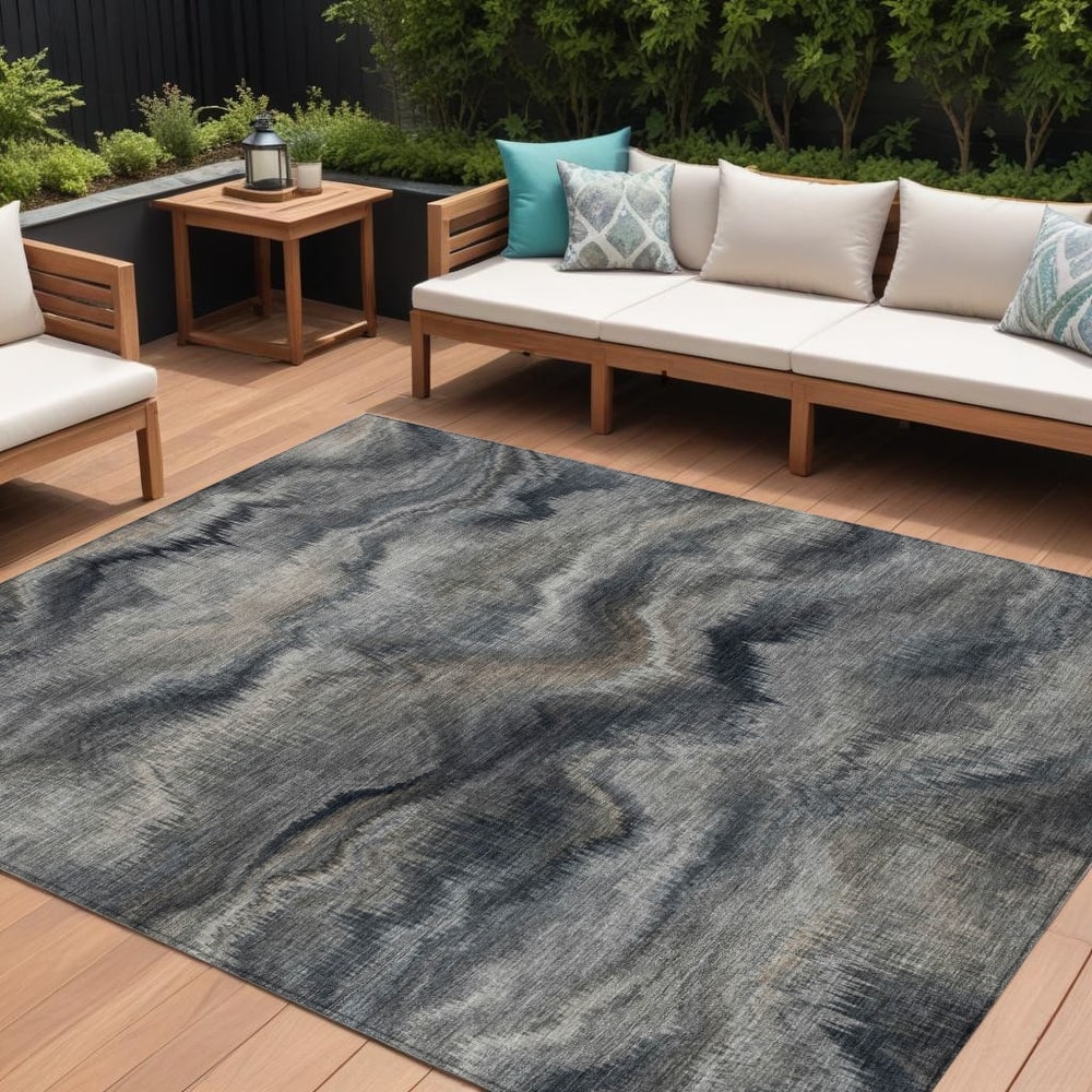 HomeRoots Abstract Transitional Rectangle Outdoor Rug