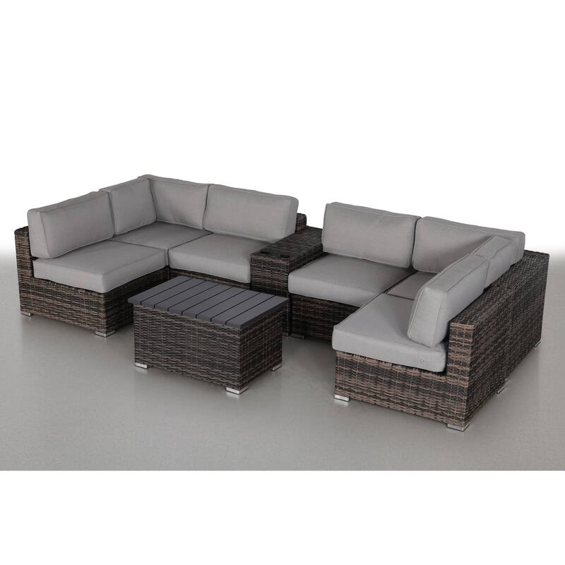 LSI 8 Piece Sectional Seating Group With Olefin Grey Cushions