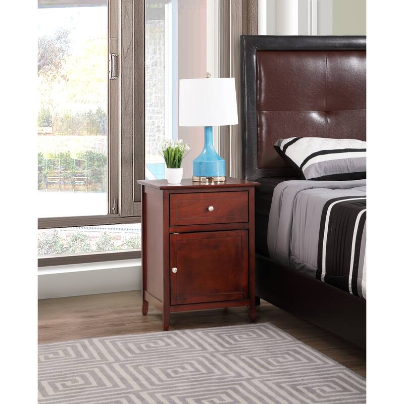 1-Drawer Cherry Nightstand with Modern Classic Design and Storage, 25 Inch Versatile Bedroom Side Table