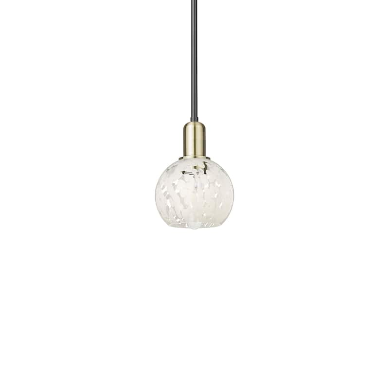 Innovations Lighting 716-1S-9-6 White Mouchette Pendant White - Black Antique Brass / White Mouchette