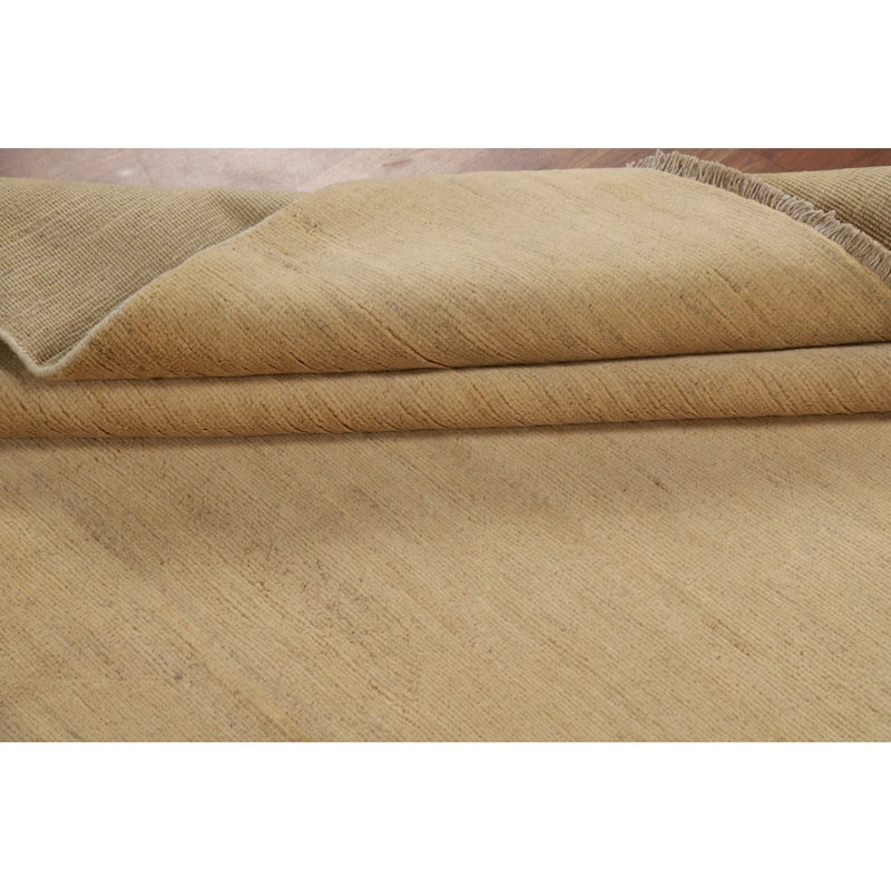 Muted Yellow Modern Gabbeh Oriental Area Rug Handmade Wool Carpet - 5'11"x 7'3"