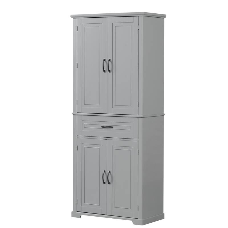 Tall Bathroom Storage Cabinet with Drawer and Adjustable Shelf, Waterproof Pantry Cabinet with Door Racks