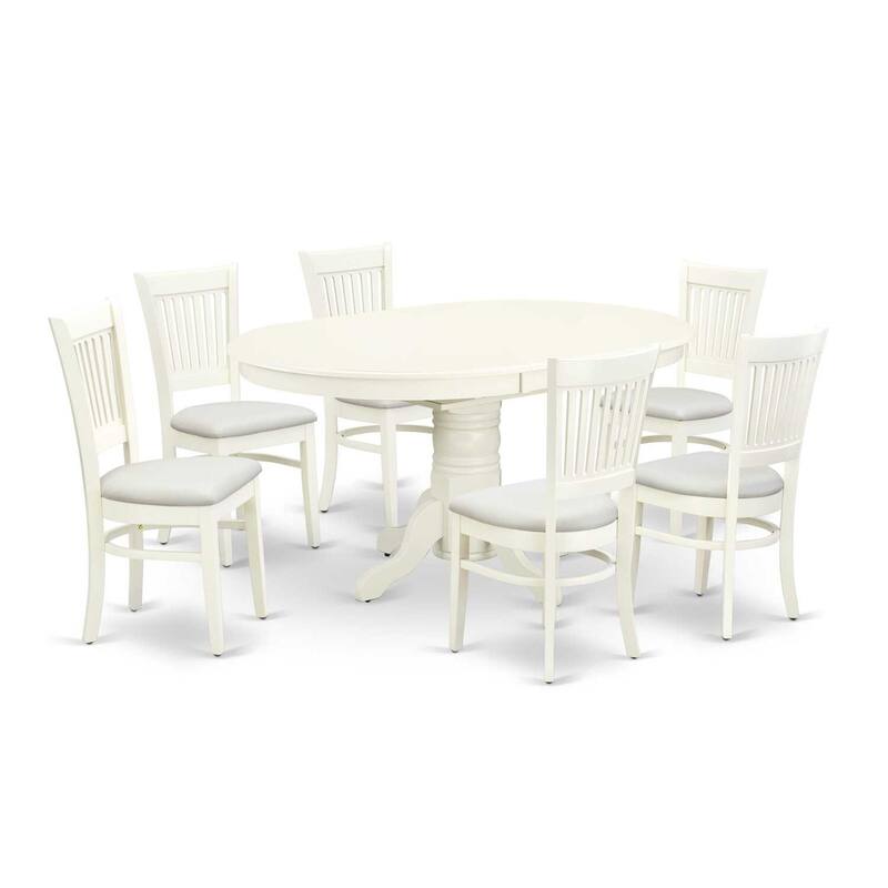 Modern 7Pc Dining Set - Oval Table & 6 Linen Chairs - Kitchen Dining Room Furniture