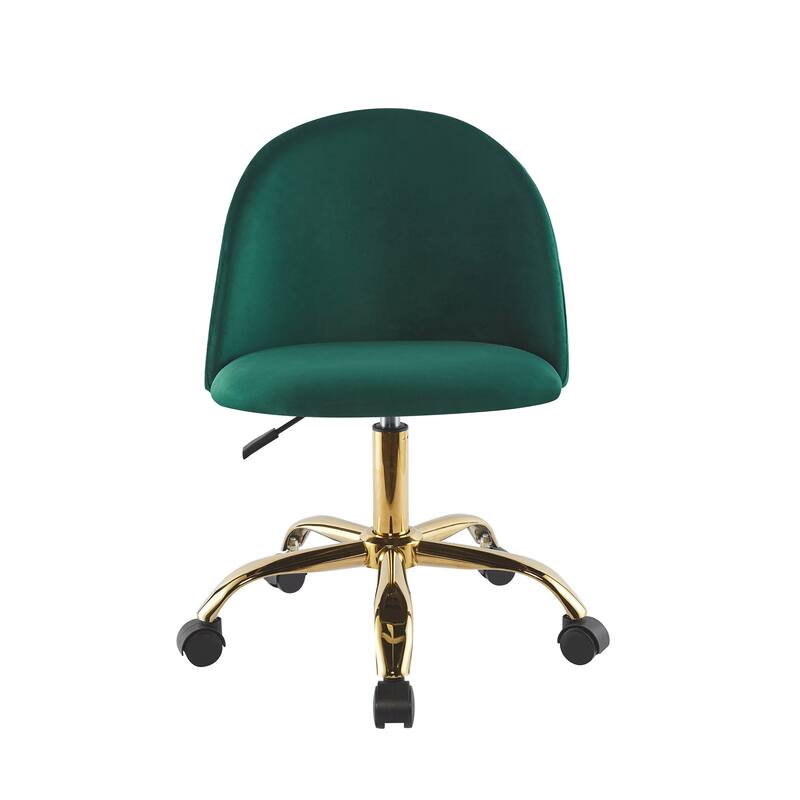 Porthos Home Hux Office Chair, Velvet Upholstery, Gold Chrome Legs