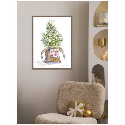 Kate and Laurel Framed Canvas Merry Seedling In Burlap by Patricia Shaw