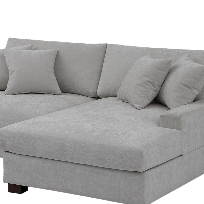Modern Oversized Chenille Modular Sectional Sofa With Chaise