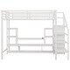 preview thumbnail 26 of 26, Full Size High Metal Loft Bed Frame with Entertainment TV Stand, Shelves, LED Light Strip, Charging Station, Staircase Wardrobe