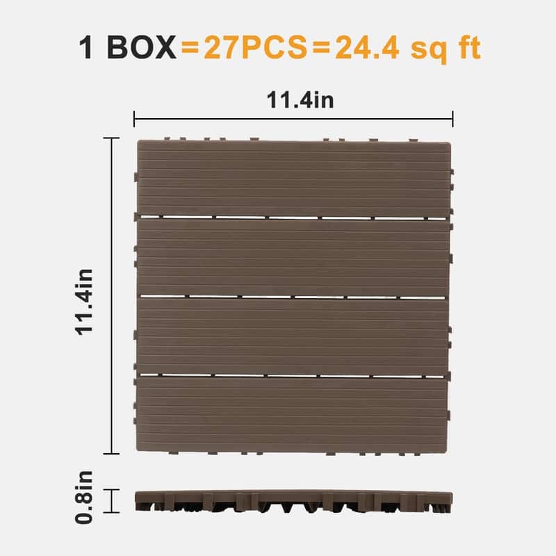 27PCS Outdoor Deck Light Brown/Light Coffee Plastic Waterproof