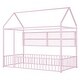 preview thumbnail 11 of 10, Pink Space-Saving Twin Size Kids Bed House Bed with Fence and Shelves