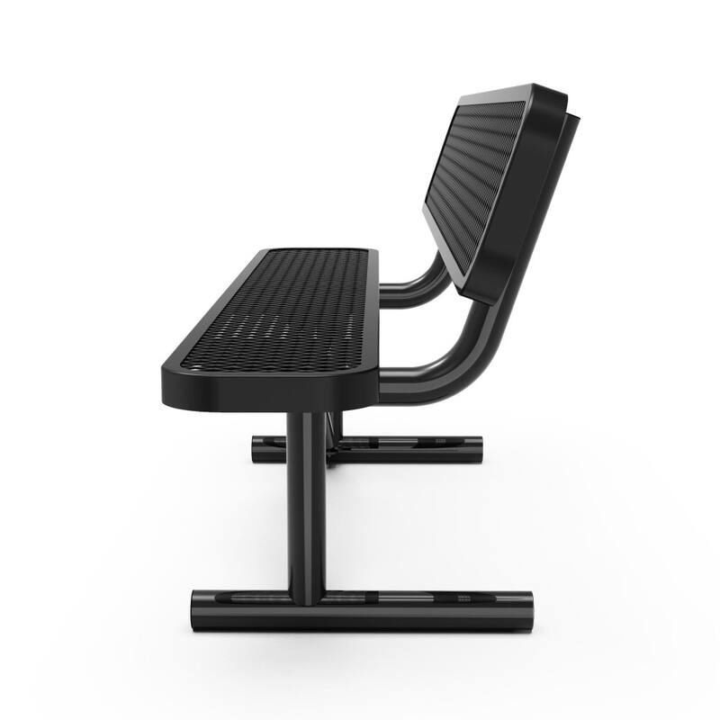 Commercial Grade Expanded Mesh Metal Outdoor Bench with Backrest