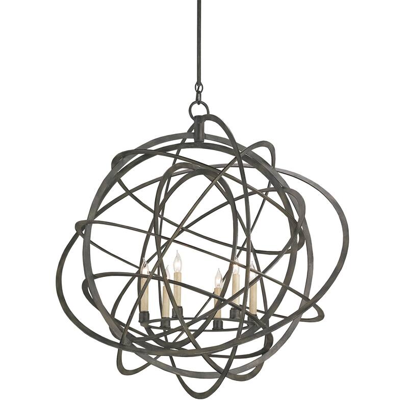 Currey & Company Genesis Black Orb Chandelier - 37"h x 35"dia