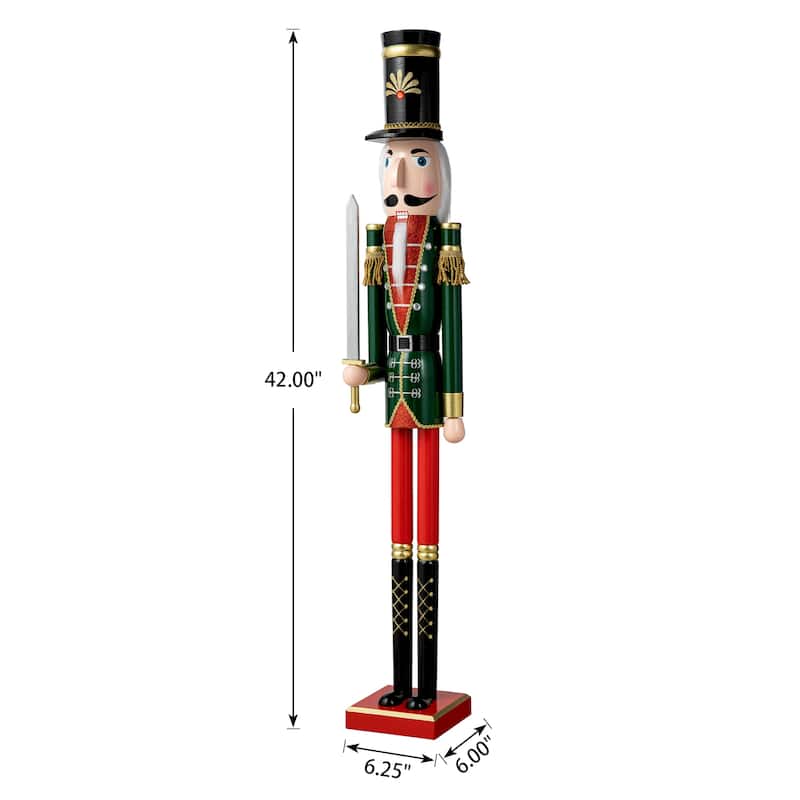 Glitzhome 42"H Wooden Christmas Soldier King Nutcracker