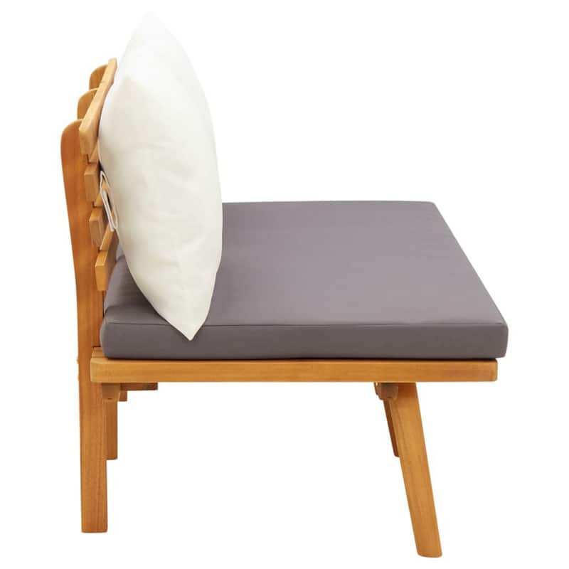 Roma Outdoor Bench, Dark Gray and White, 45 Inch Brown Acacia Wood