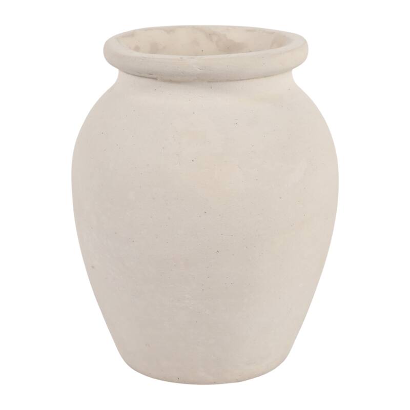 Decorative Round Pottery Vase - Rustic Boho Flower Vase