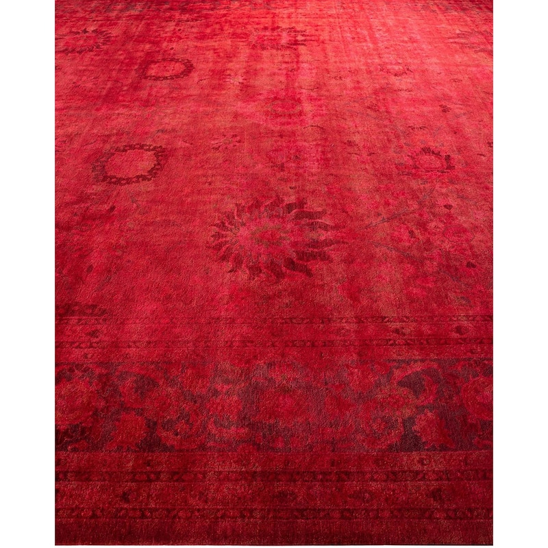 Overdyed, One-of-a-Kind Hand-Knotted Area Rug - Red - 12' 2" x 15' 9"