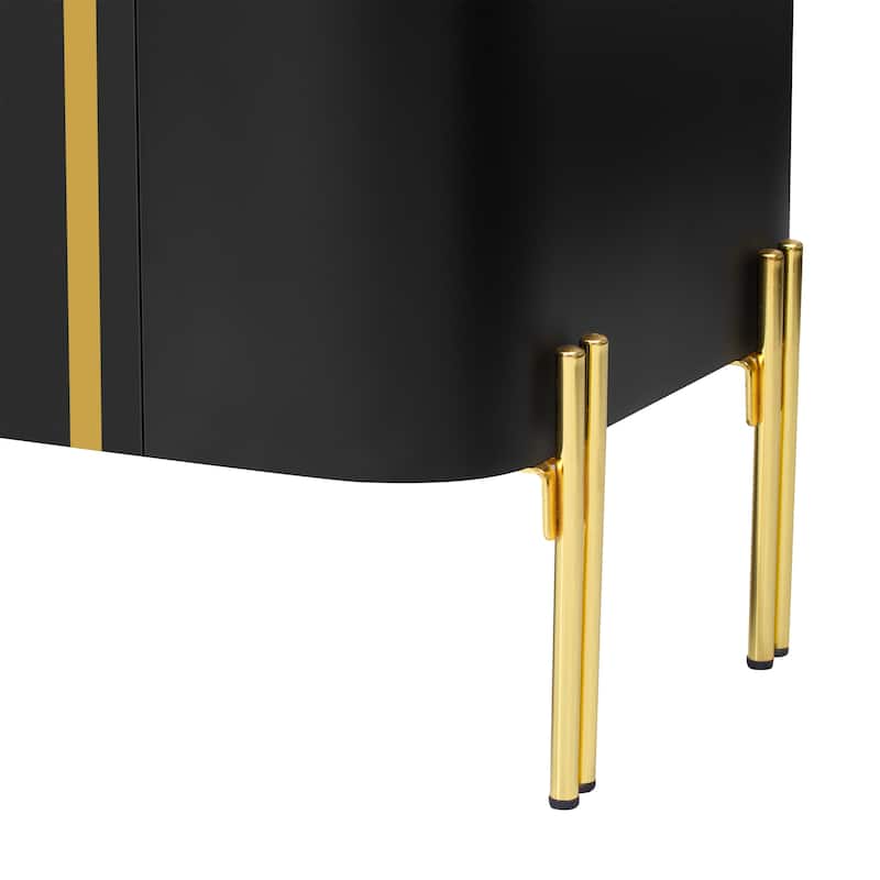 74.8" TV Stand with Storage with 2 Cabinets & 4 Drawers, Golden Metal Legs