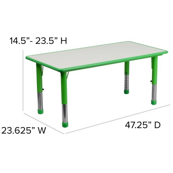 dimension image slide 0 of 4, 23.625"W x 47.25"L Rectangle Plastic Activity Table Set with 6 Chairs