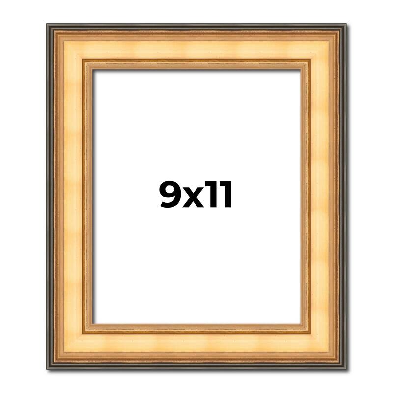 9x11 Frame Gold Plein Aire Solid Wood Picture Frame Width 2 Inches |