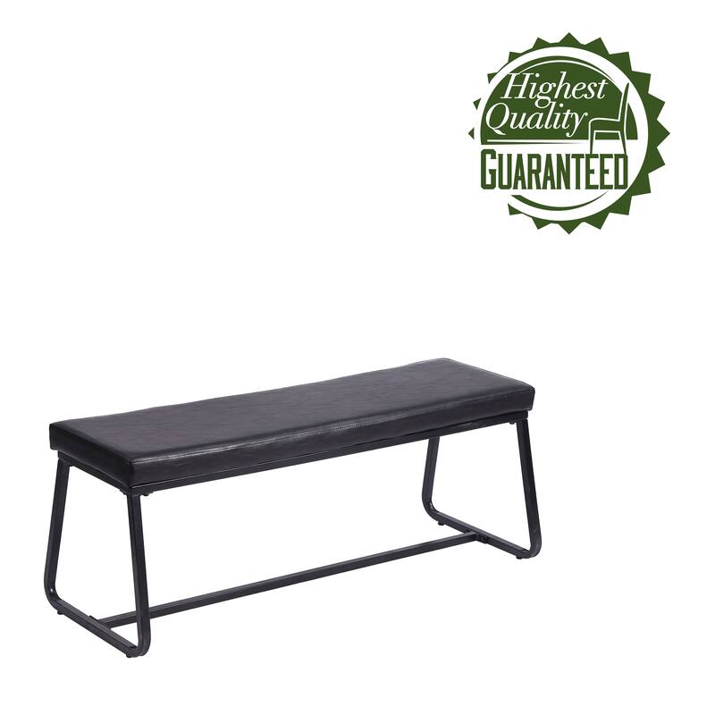 Porthos Home Remy Entryway Bench, PU Leather Upholstery, Iron Legs
