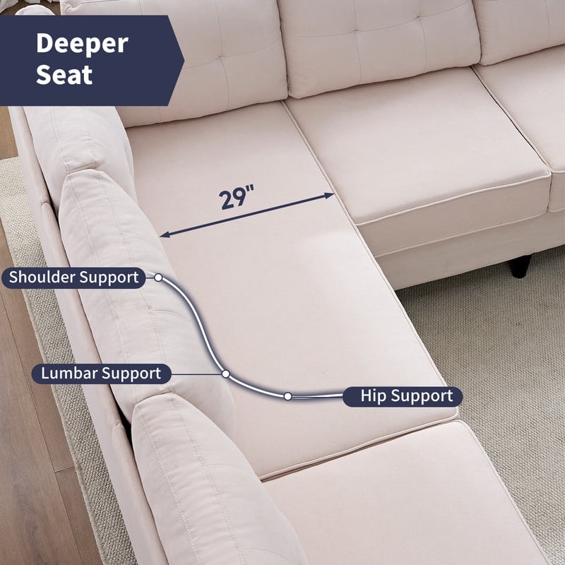 Mixoy 108"Snowflake Velvet Oversized Modular Sectional Sofa,L-Shaped Sectional Sofas with Side Pocket,Large 6 Seater Corner Sofa