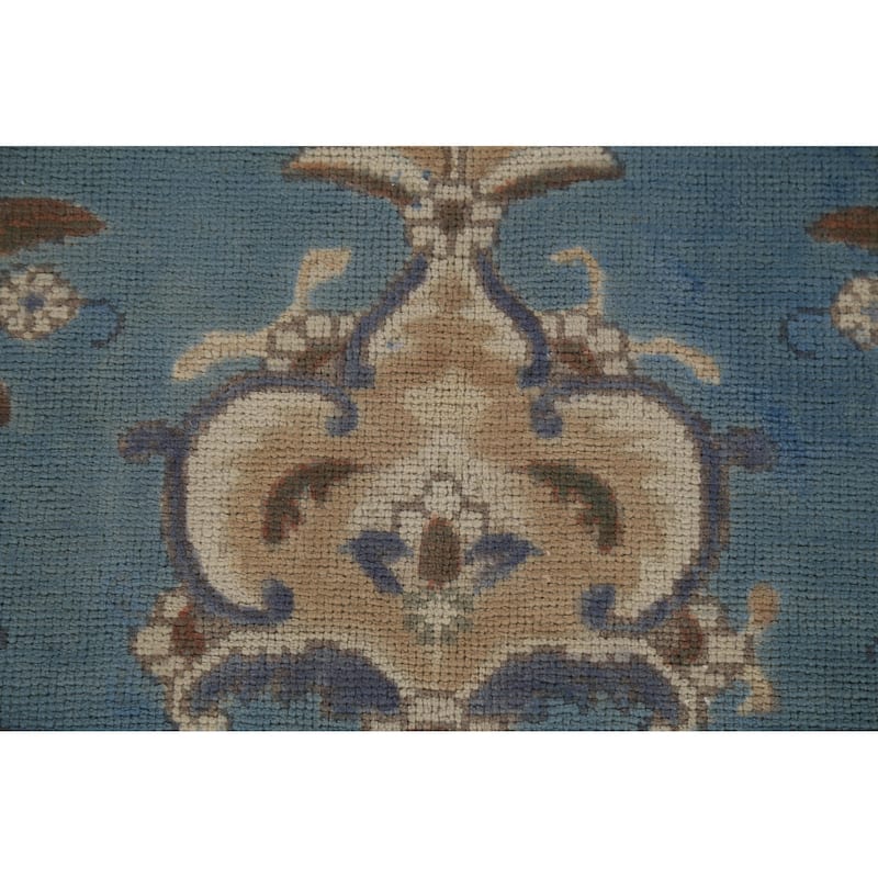 Light Blue Tabriz Persian Vintage Area Rug Hand-Knotted Wool Carpet - 9'7"x 12'6"